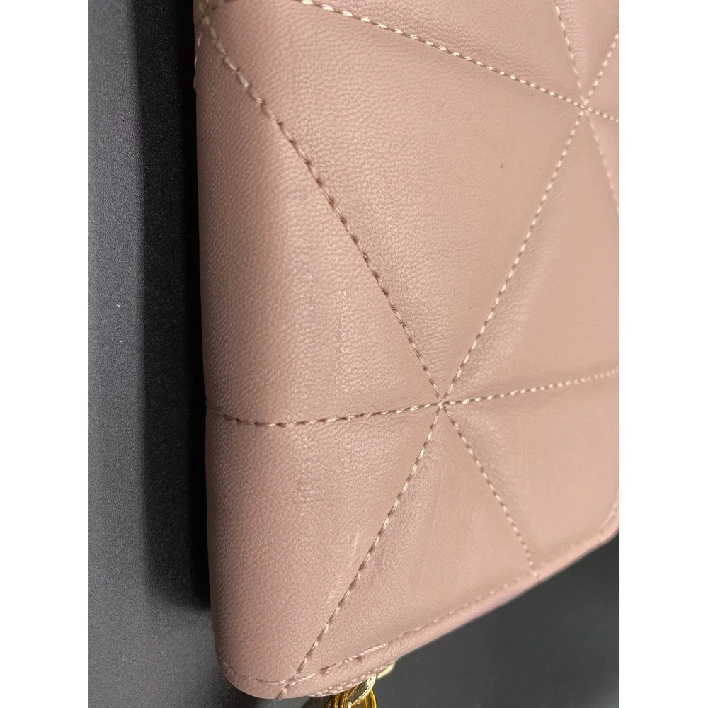 NWT Bebe Zaza Zip Around Wallet Blush‎ Wristlet Rhinestones